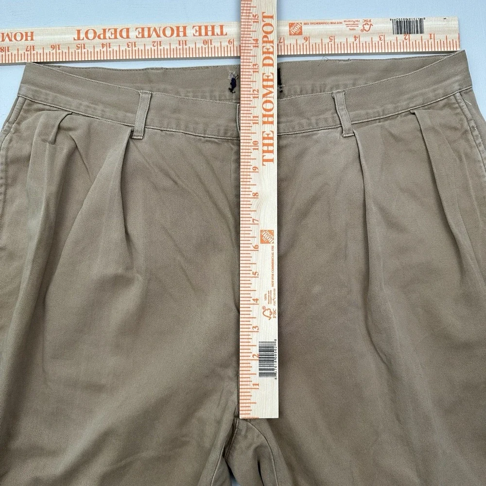 VTG Polo Ralph Lauren Pleated Chino Pants Mens 36 FIT 34x32 Khaki Beige Relaxed